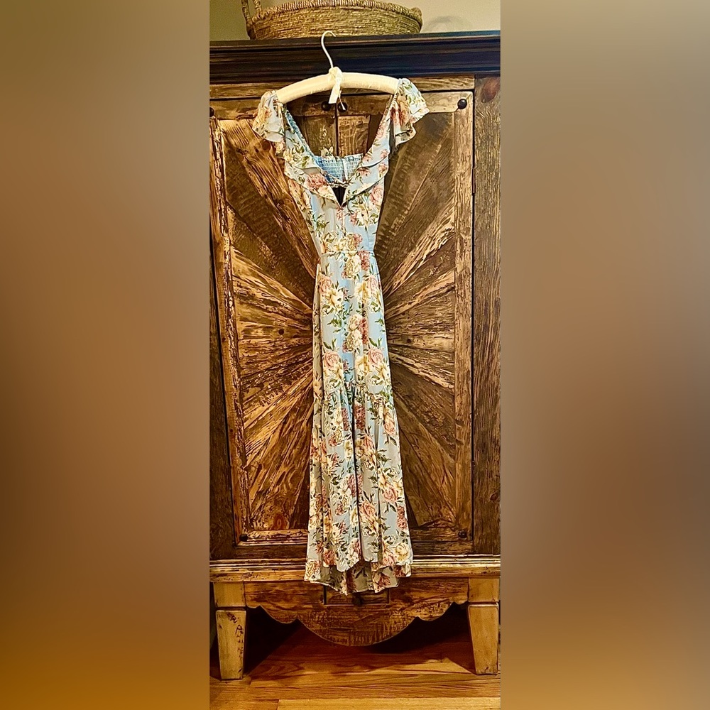 Women’s Sm Indikah Blue Floral print Chiffon Dress with open back